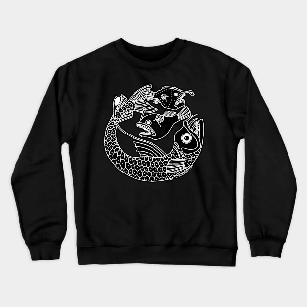 Anglerfish Trio (white outline) Crewneck Sweatshirt by R Honey Pots